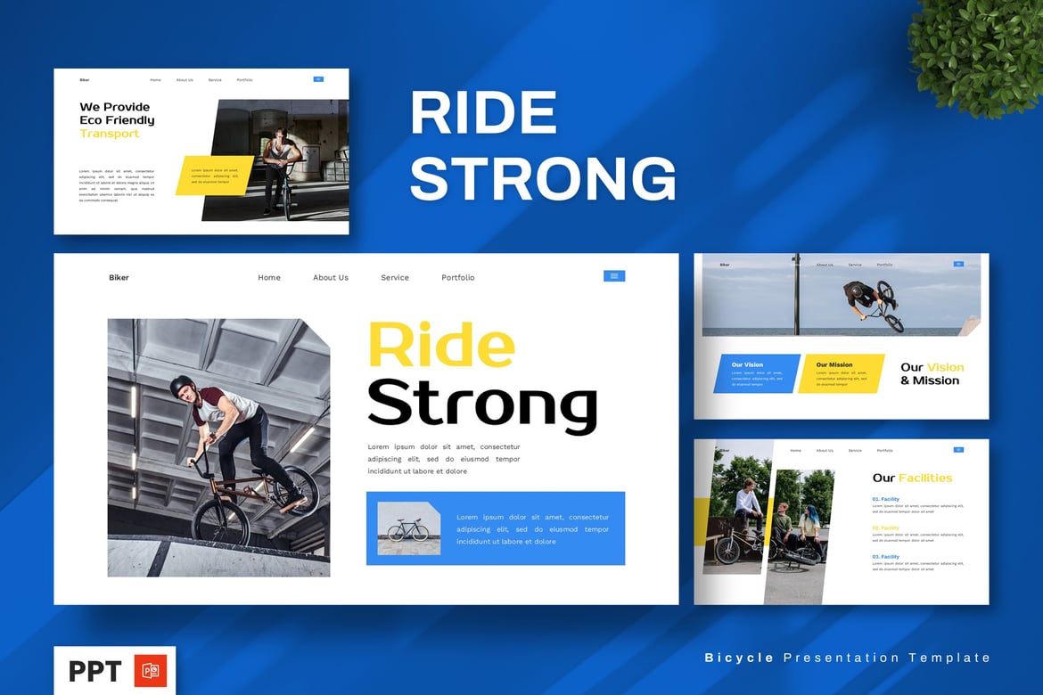 Template Presentasi Sepeda - Ride Strong yang Dinamis dan Menarik