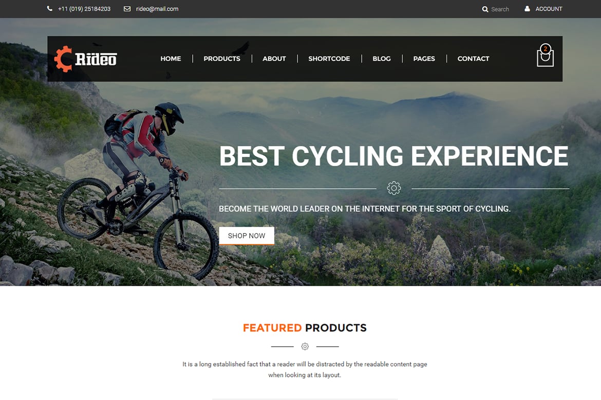 Rideo - Template Website eCommerce untuk Sepeda Gunung yang Modern dan Responsif