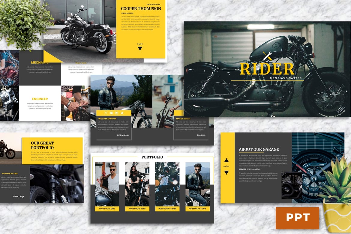 Template PowerPoint Rider – Solusi Presentasi Layanan Motorbike Anda