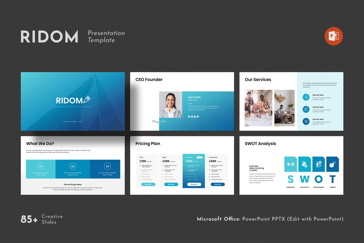 Template Presentasi PowerPoint Ridom yang Modern dan Profesional