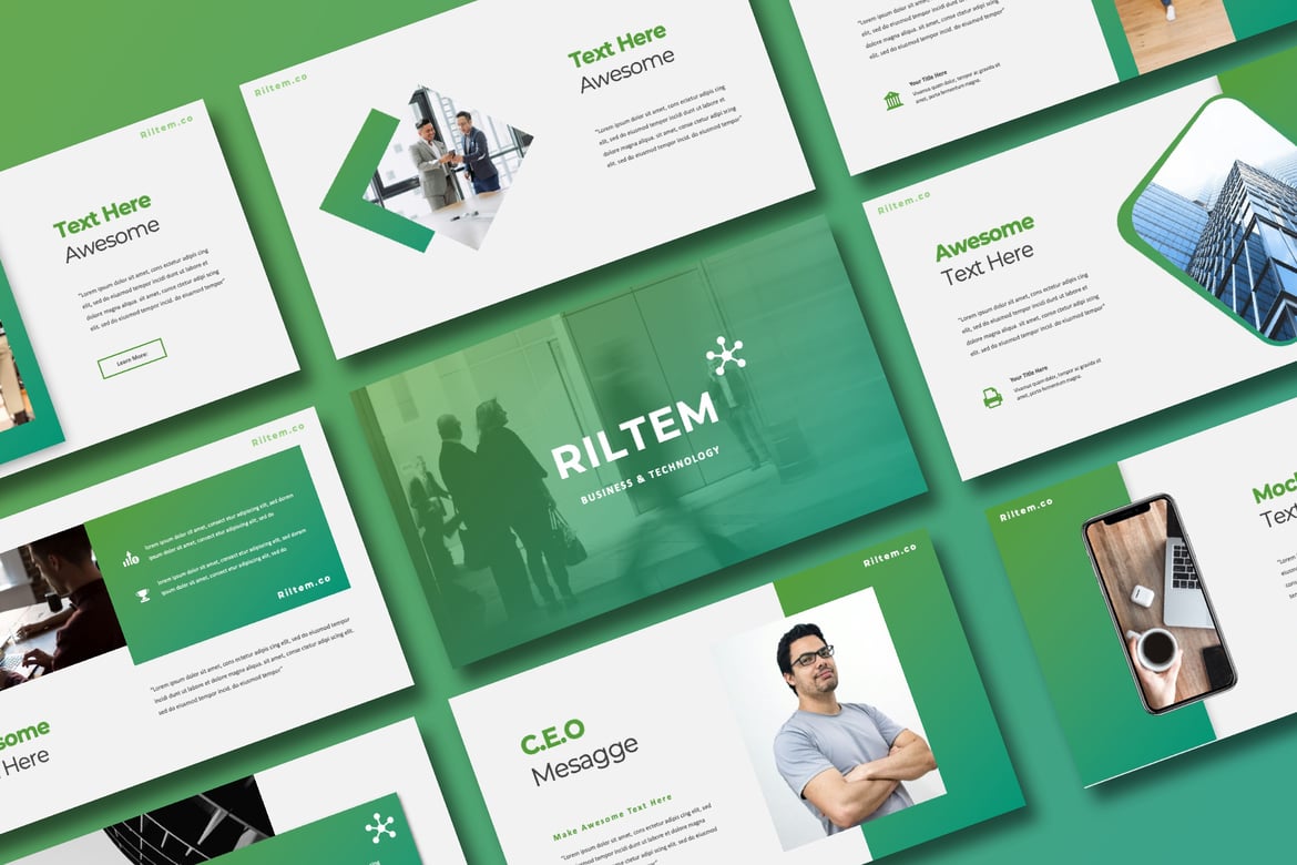 Template PowerPoint Bisnis dan Teknologi yang Modern dan Fleksibel