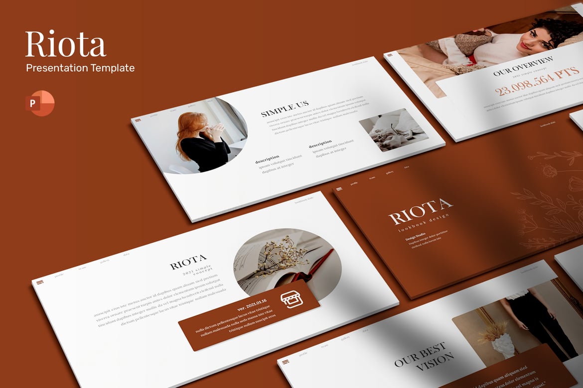 Template PowerPoint Riota - Desain Lookbook yang Menawan