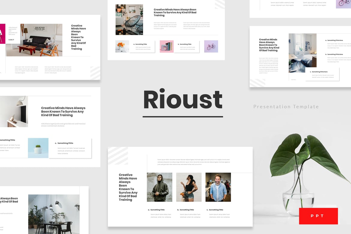 Template Powerpoint Desain Interior Rioust yang Menarik