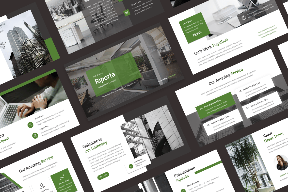Riporta - Template PowerPoint Bisnis yang Menarik