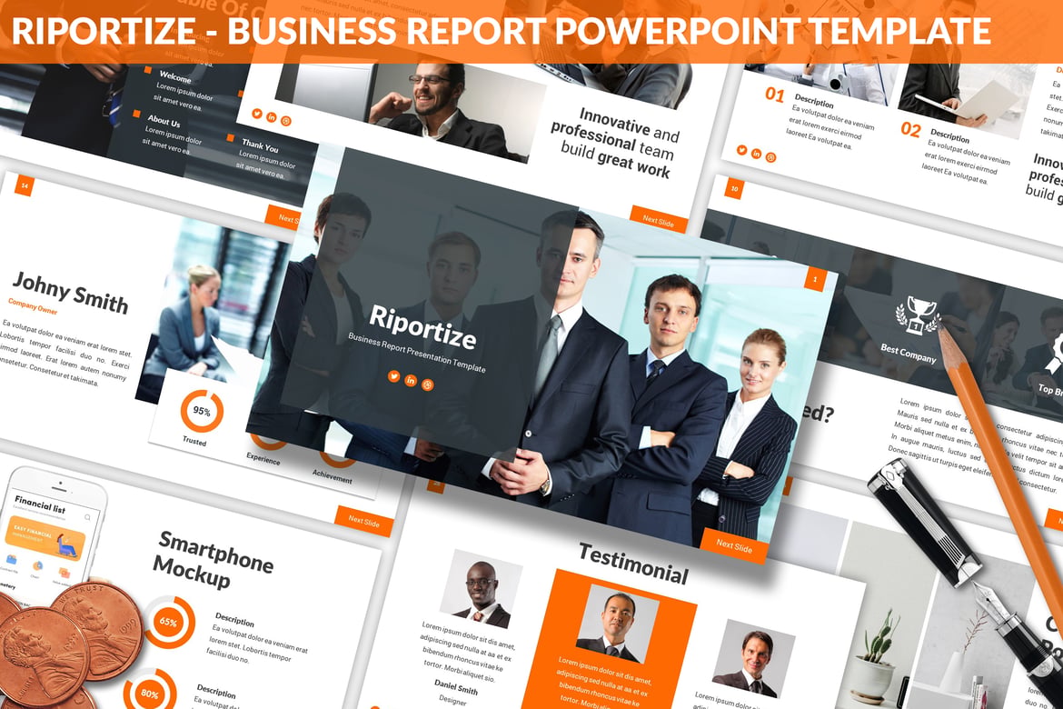 Template Presentasi Bisnis Riportize - Powerpoint yang Minimalis dan Elegan