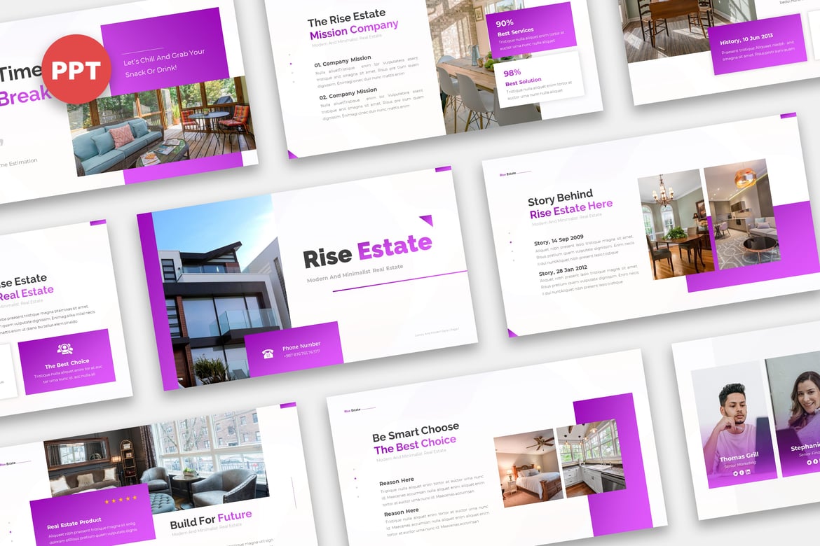 Template Presentasi PowerPoint Rise Estate untuk Bisnis Properti