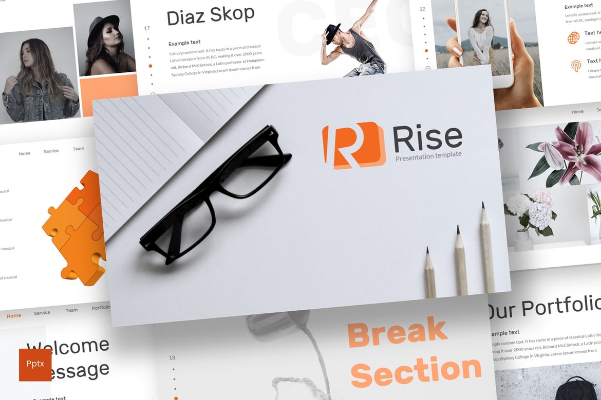 Template Presentasi Rise - Powerpoint yang Kreatif dan Minimalis