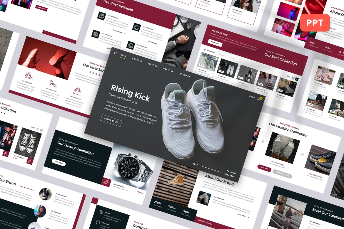 Rising Kick – Template Presentasi Sneakers yang Menarik