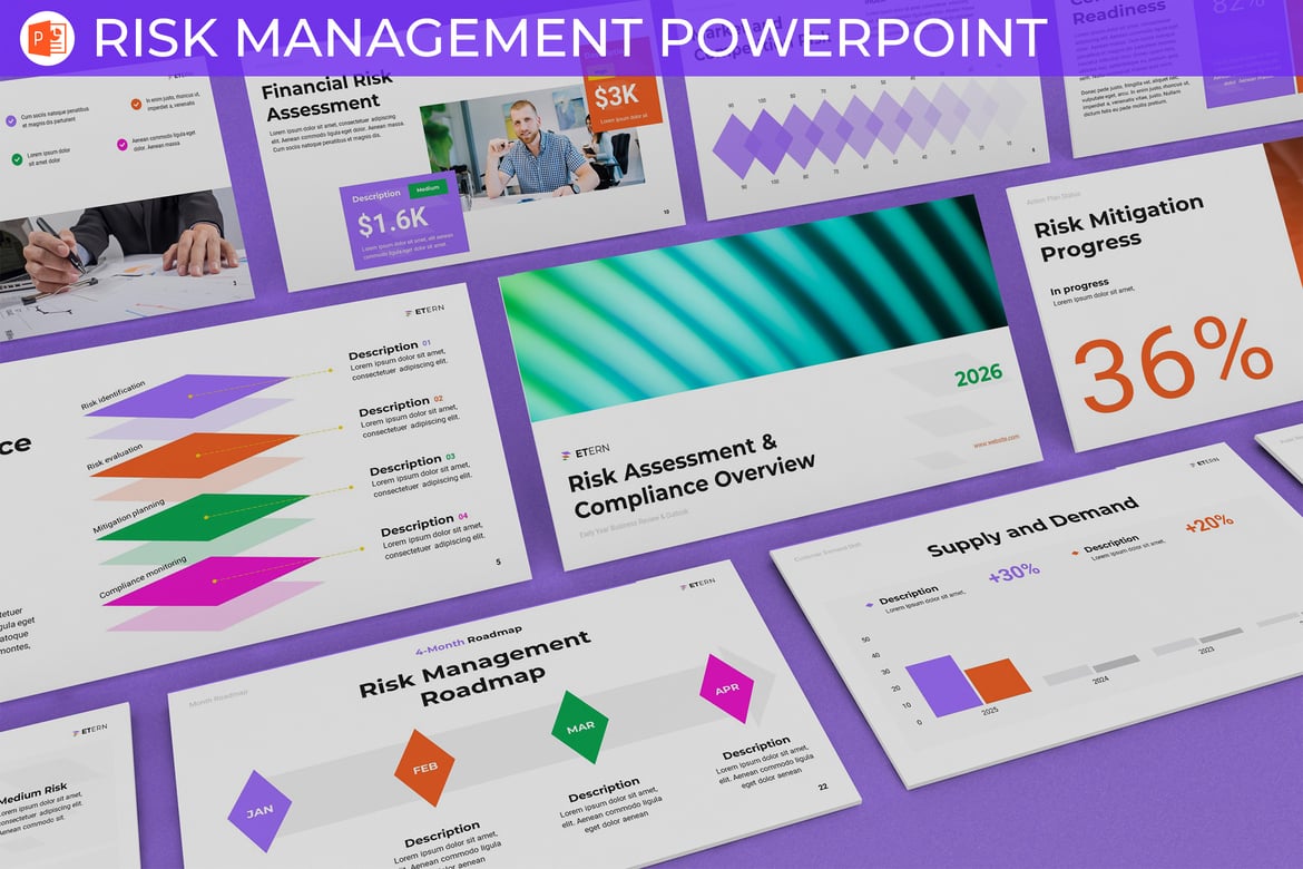 Template PowerPoint Analisis Manajemen Risiko yang Efektif