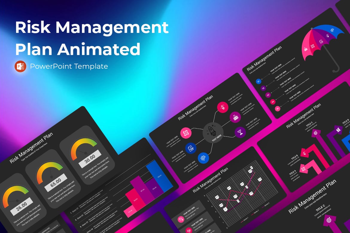 Template PowerPoint Rencana Manajemen Risiko Animasi yang Menarik