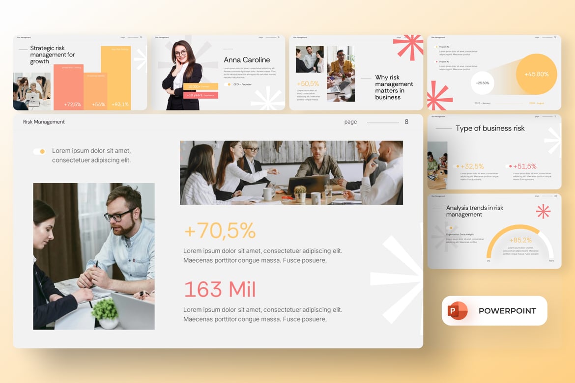 Template PowerPoint Strategi Manajemen Risiko yang Modern dan Efektif