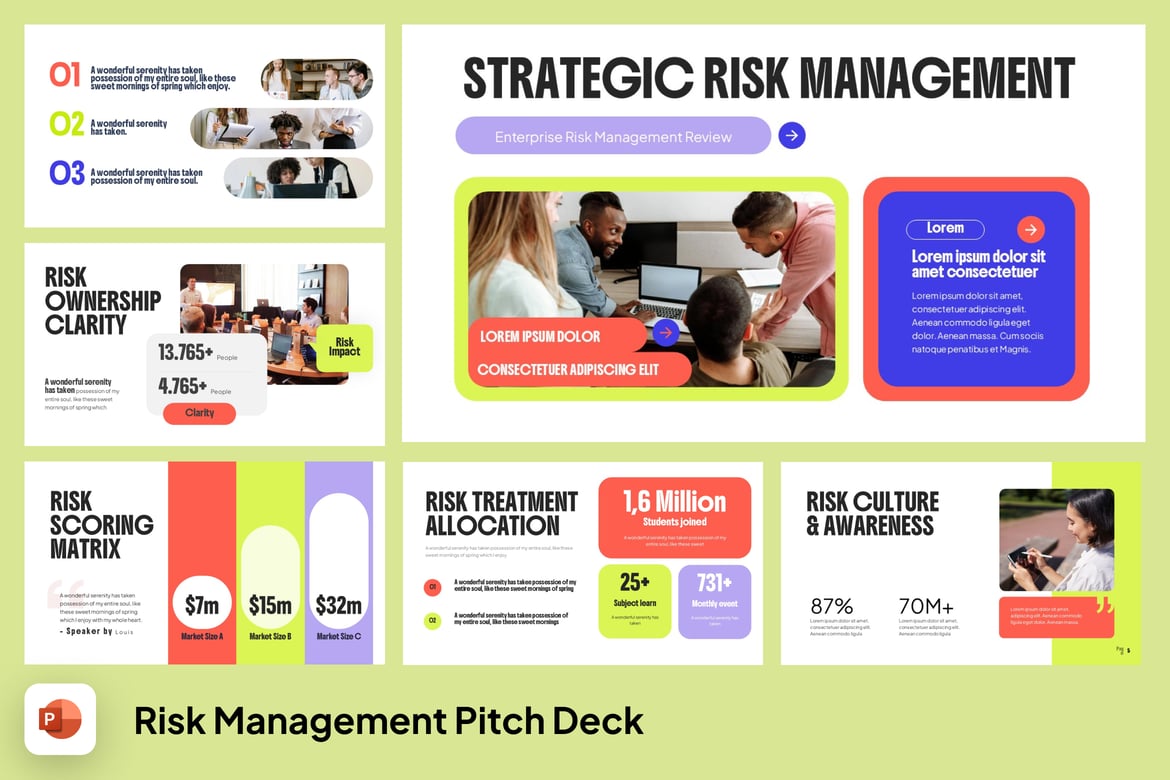 Template PowerPoint Manajemen Risiko Modern dan Terstruktur