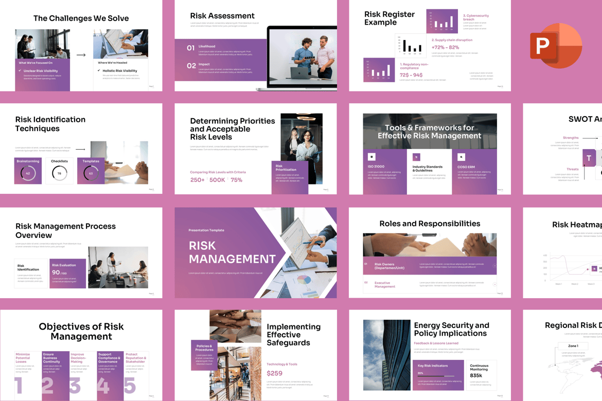 Template Presentasi PowerPoint Manajemen Risiko yang Profesional dan Menarik