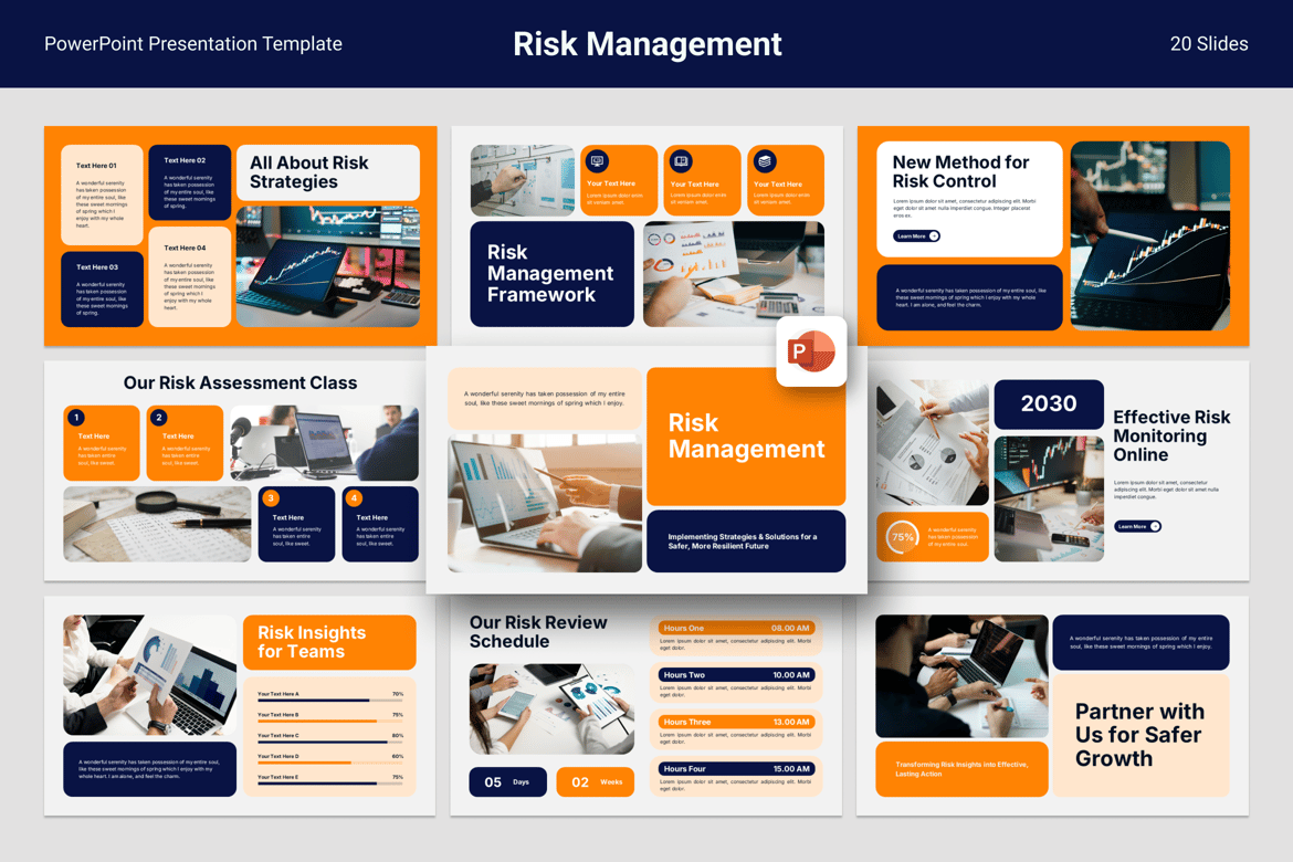 Template PowerPoint Manajemen Risiko yang Profesional dan Modern