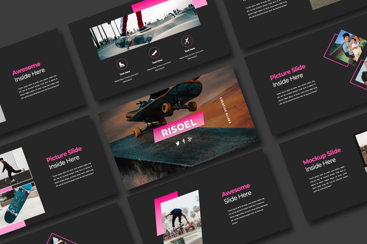 Template PowerPoint Risoel yang Kreatif dan Minimalis
