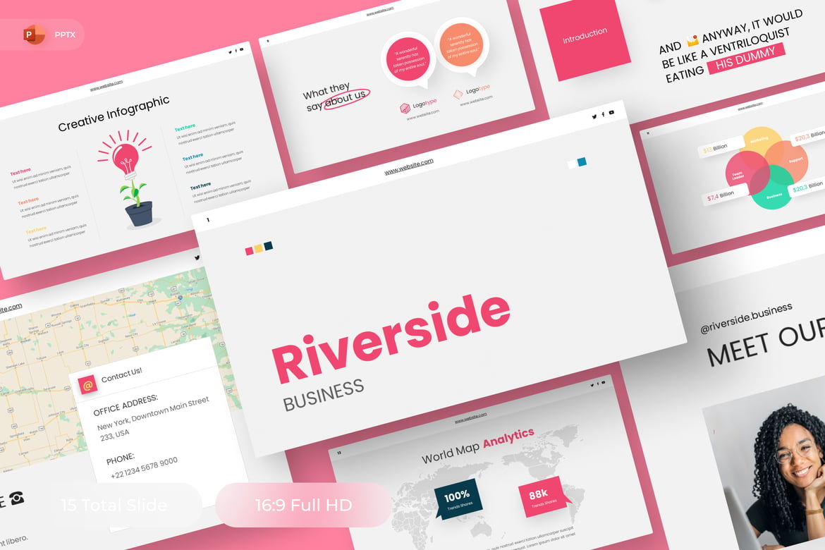 Riverside - Template Presentasi PowerPoint Bisnis yang Menarik