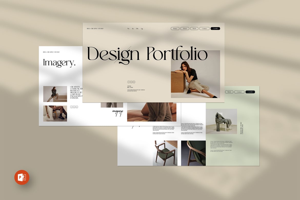 Template PowerPoint Portofolio Riya yang Menarik dan Profesional