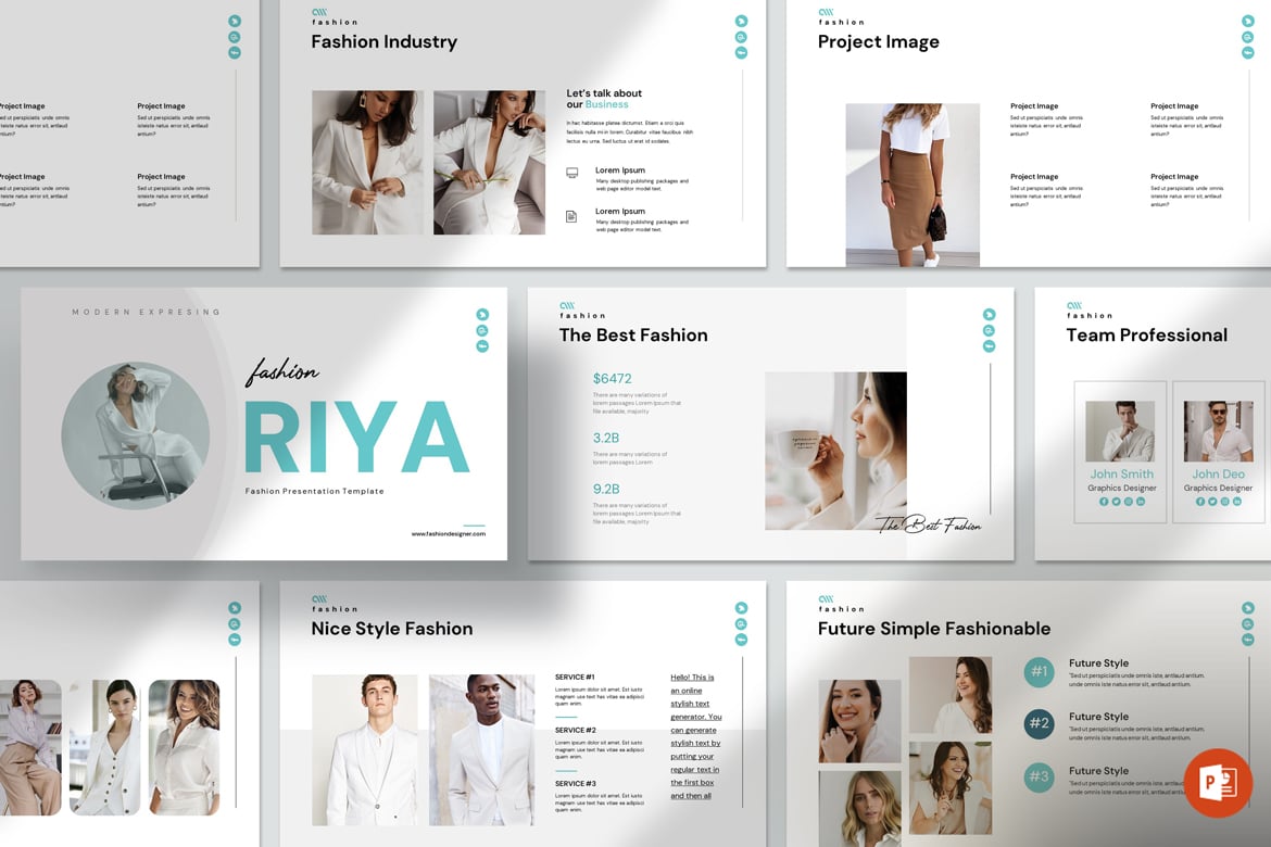 Template Presentasi PowerPoint Riya Fashion yang Stylish dan Profesional