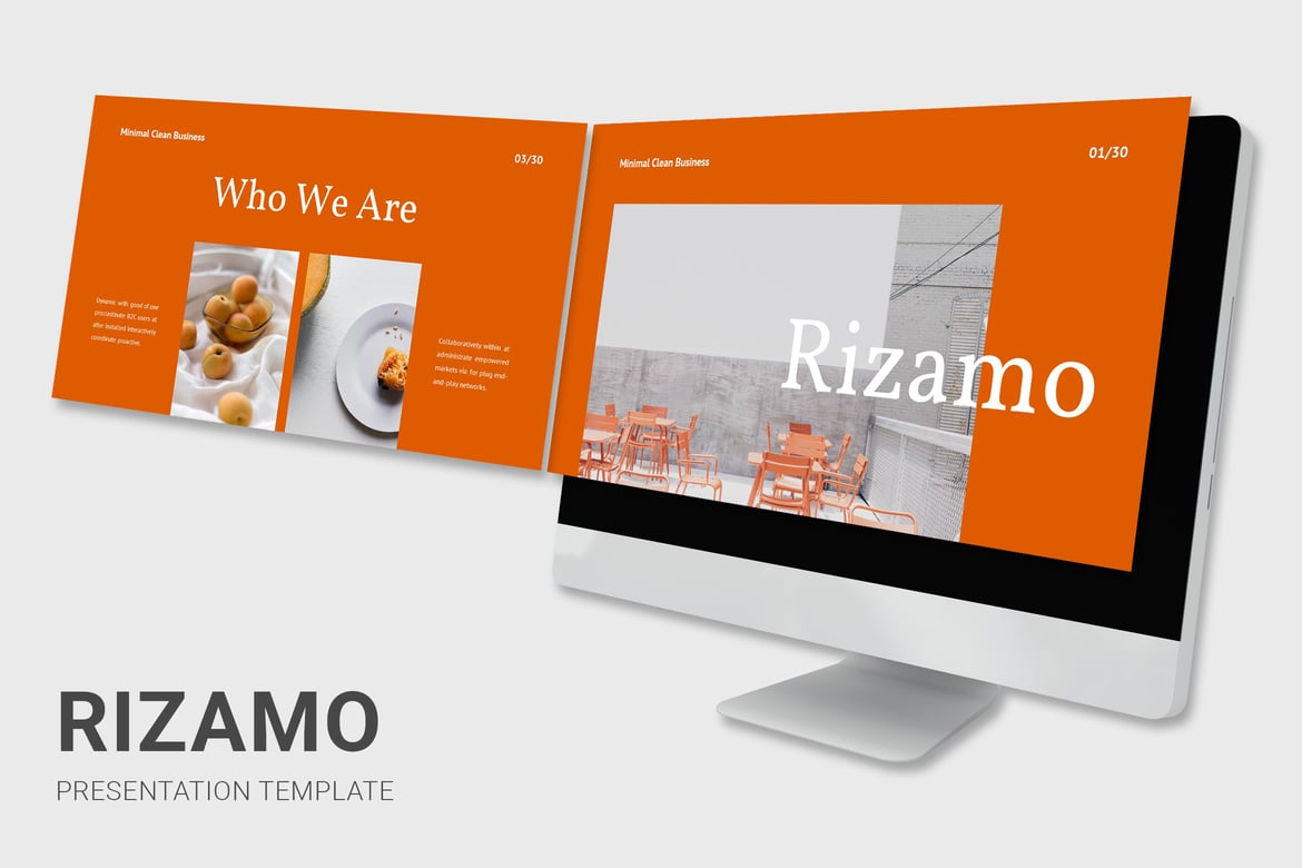 Template Presentasi PowerPoint Rizamo - Desain Warna Oranye Menarik