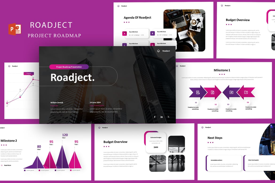Roadject - Template Powerpoint Peta Jalan Proyek yang Menarik