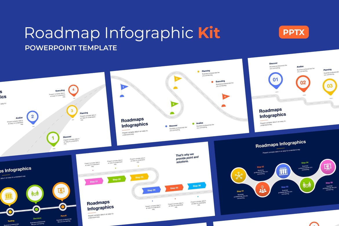 Kit Infografis Peta Jalan untuk Presentasi PowerPoint yang Menarik