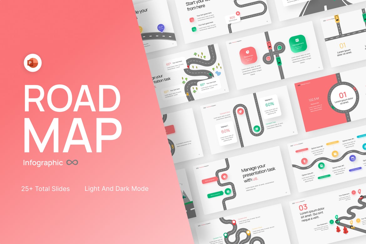 Template Presentasi PowerPoint Infografis Roadmap yang Menarik
