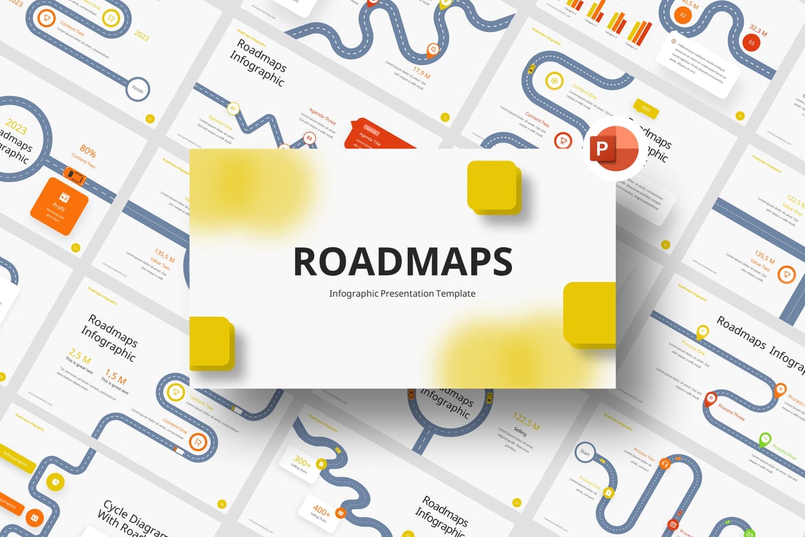Template Presentasi PowerPoint Infografis Roadmap yang Modern