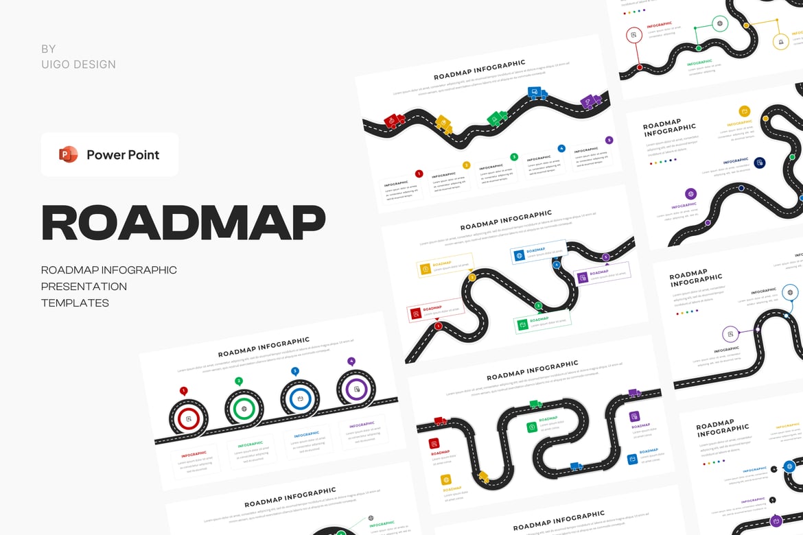 Template Presentasi Infografis Roadmap yang Memukau untuk PowerPoint