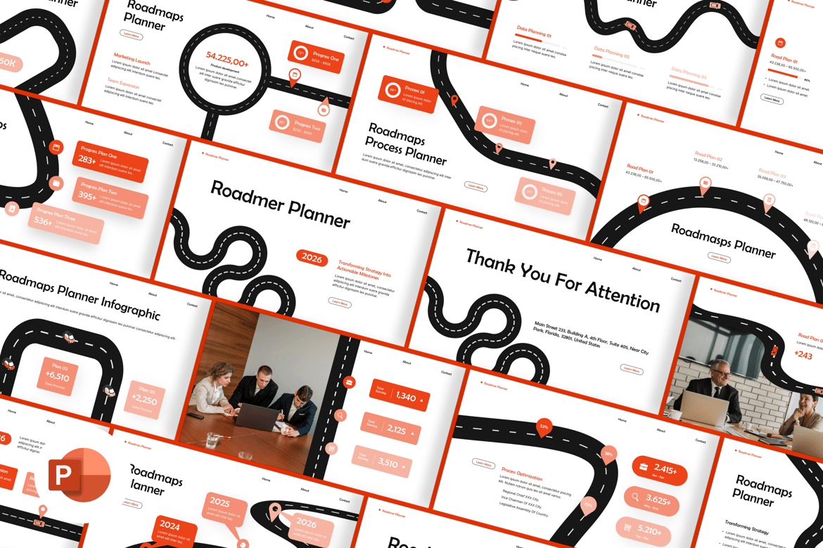 Template Presentasi PowerPoint Perencanaan Roadmap yang Mengesankan