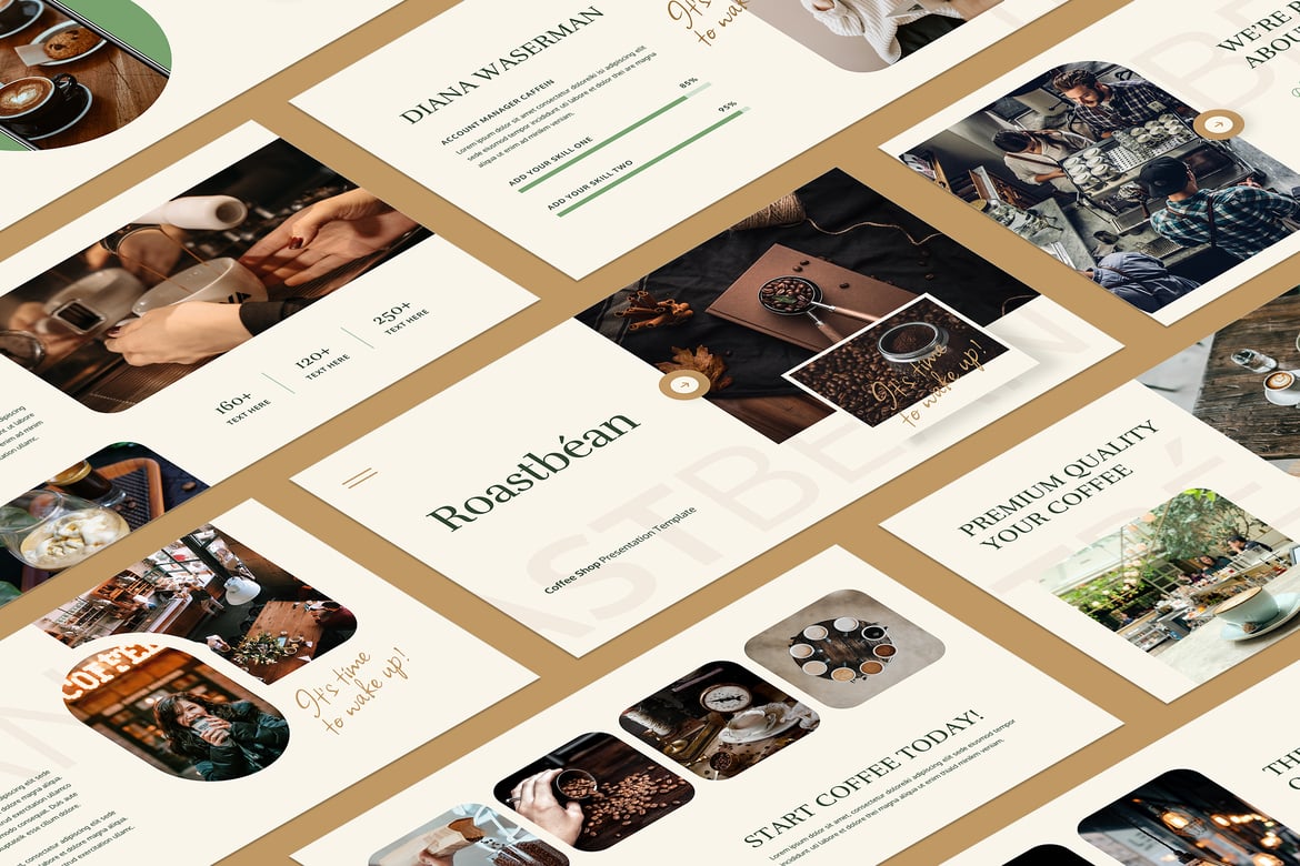 Template Presentasi PowerPoint Roastbean untuk Kafe