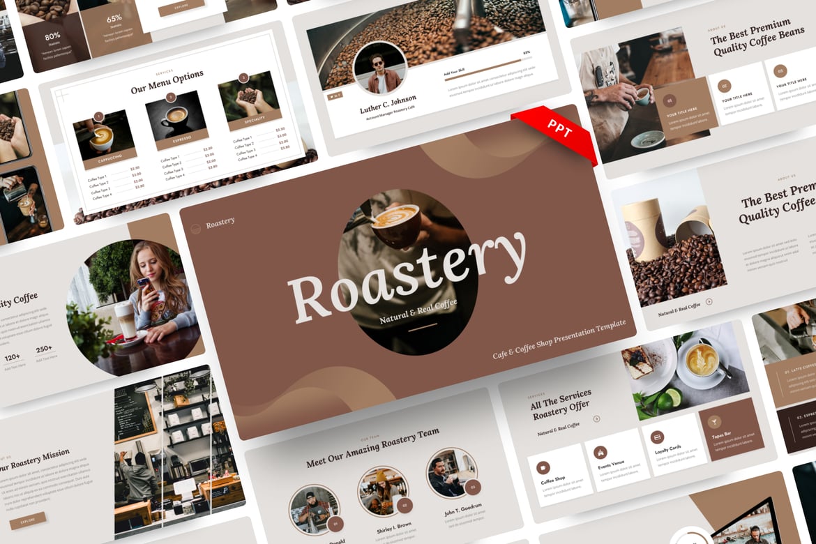 Template Presentasi PowerPoint Roastery untuk Kafe dan Kedai Kopi