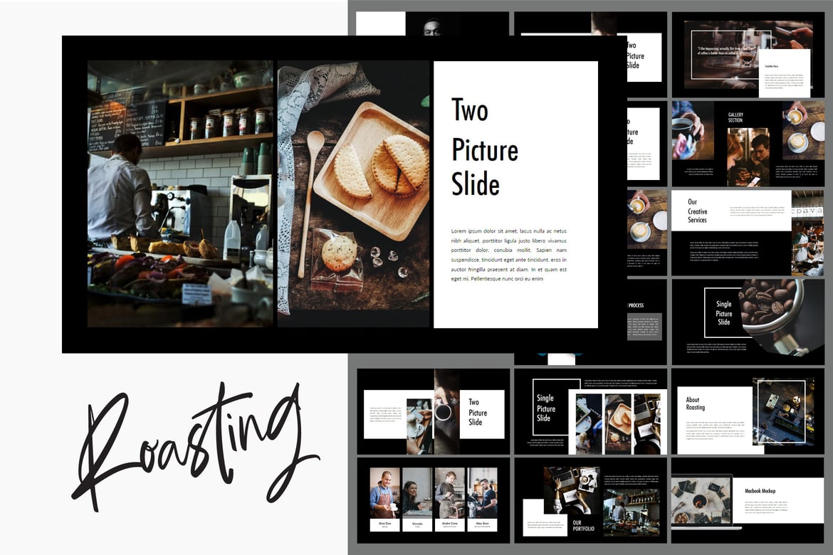 Template Presentasi PowerPoint Kreatif - Roasting Gelap