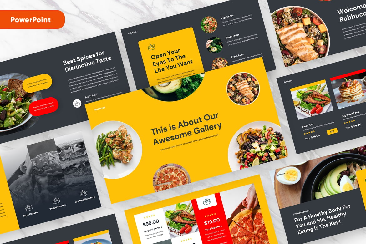 Template Presentasi PowerPoint ROBBUCO untuk Bisnis dan Restoran