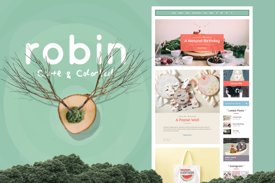 Robin - Tema Blog Lucu dan Berwarna yang Menawan