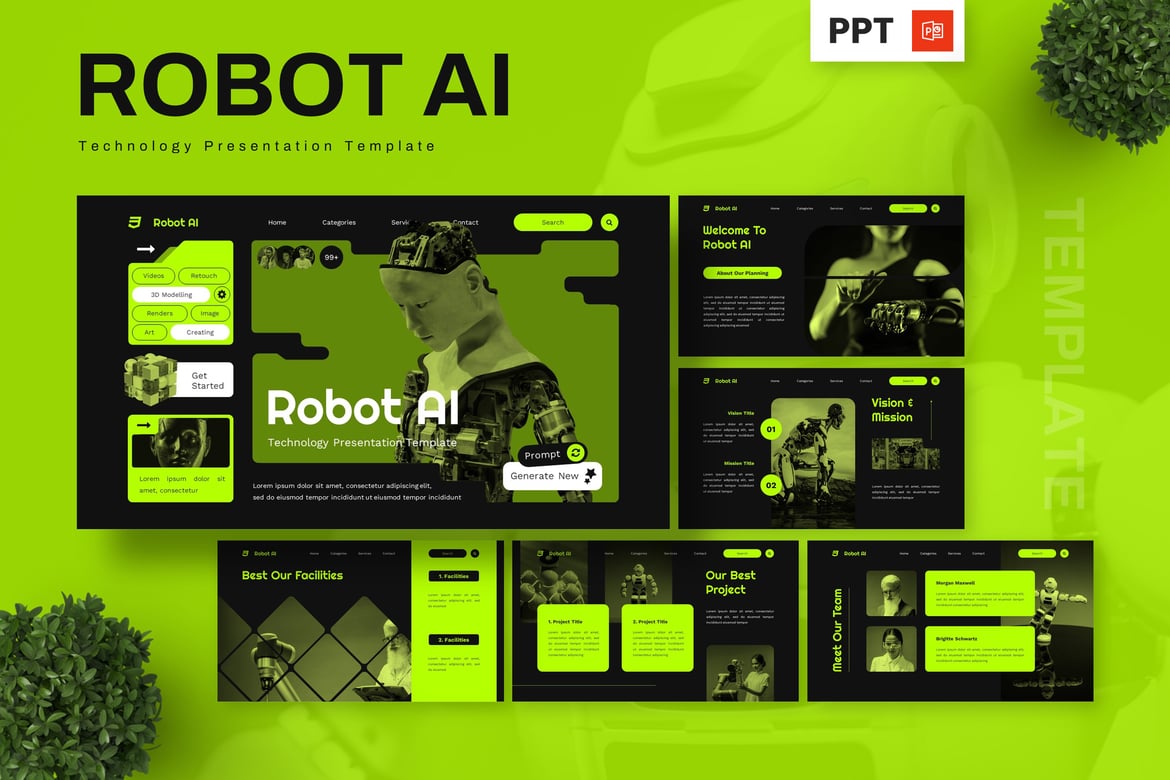 Template Powerpoint Robot Ai - Solusi Presentasi Teknologi Canggih