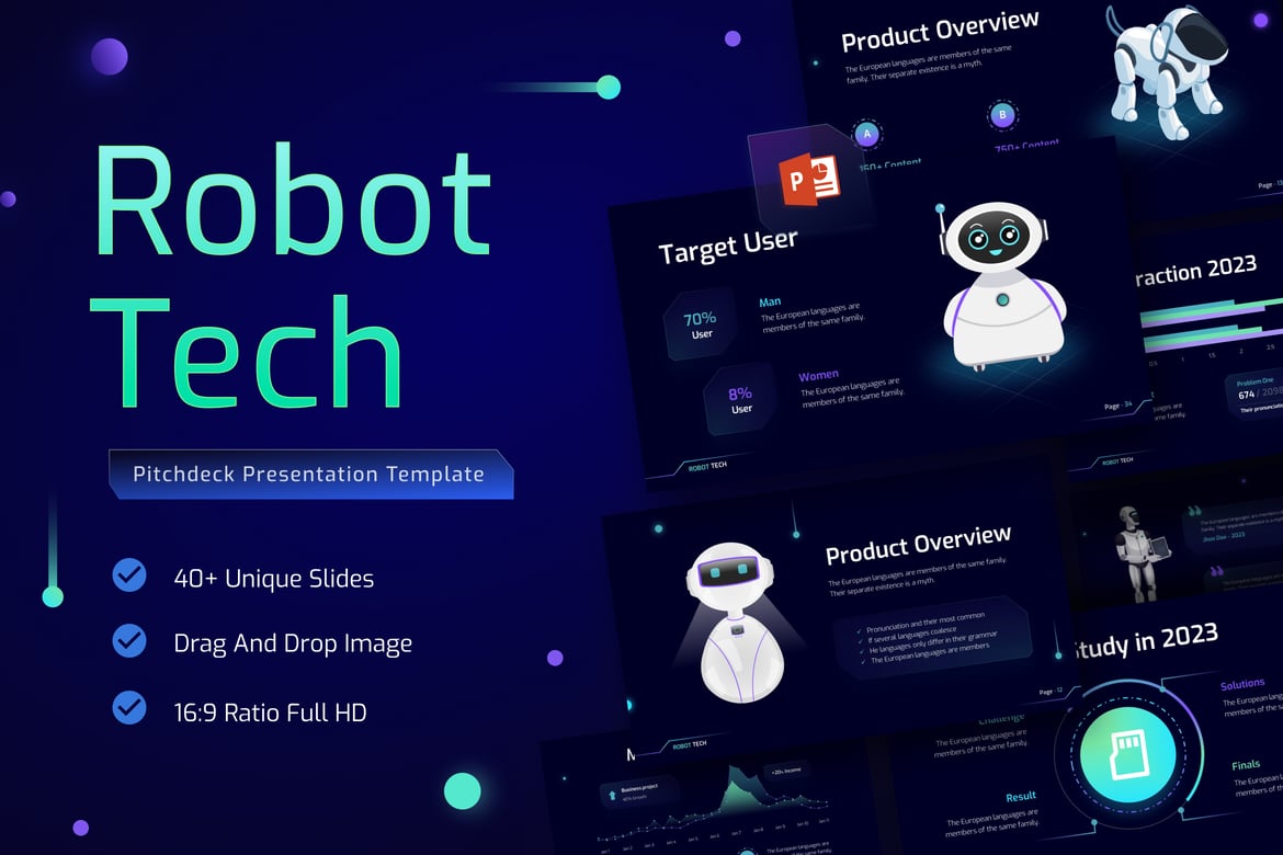 Template Presentasi PowerPoint Teknologi Robot yang Menarik