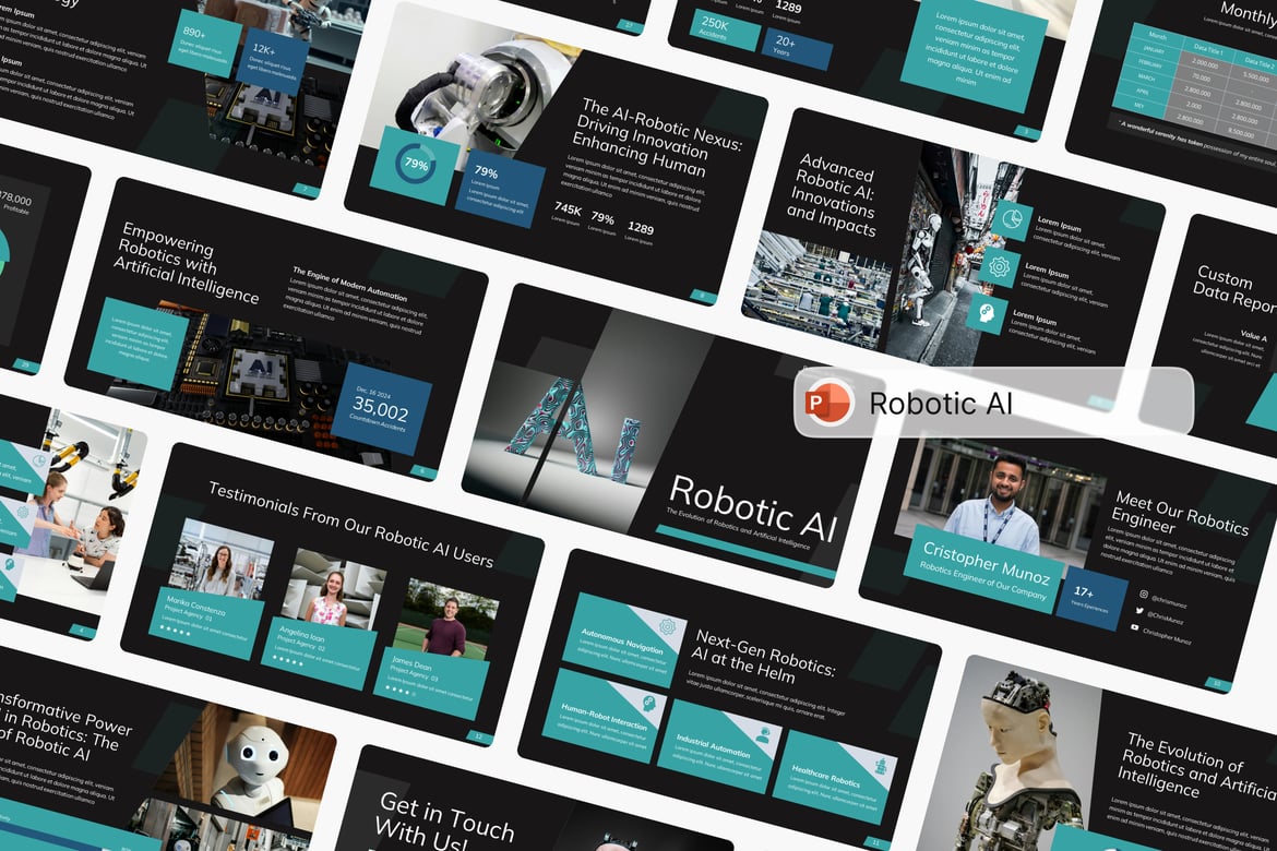 Template Presentasi PowerPoint AI Robotik yang Menakjubkan