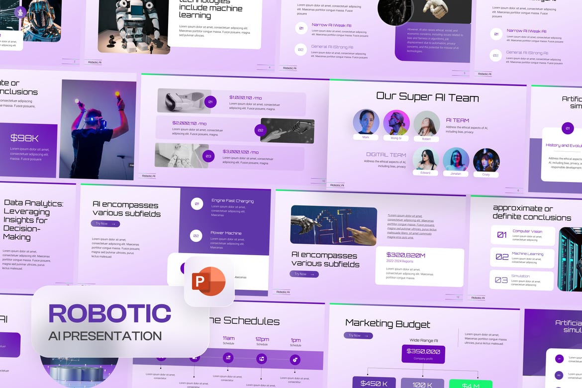Template Presentasi PowerPoint AI Robotik yang Futuristik