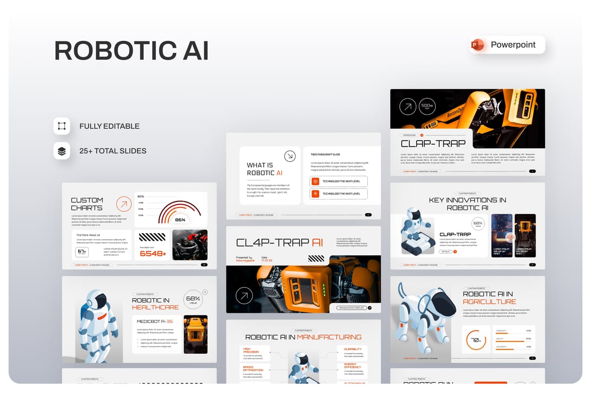Template Presentasi PowerPoint AI Robotik yang Futuristik