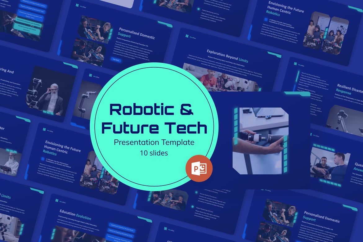 Template Powerpoint Futuristik untuk Presentasi Robotik yang Menarik
