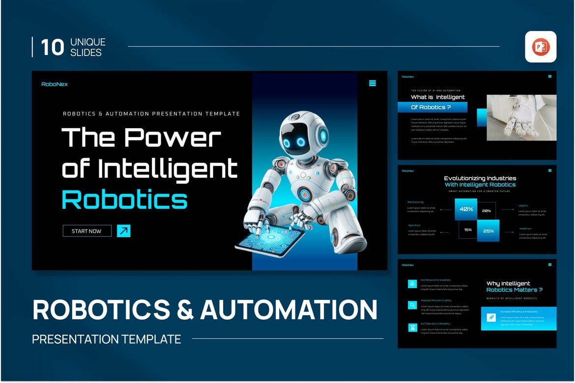 Template Presentasi PowerPoint Robotika & Automasi yang Menarik