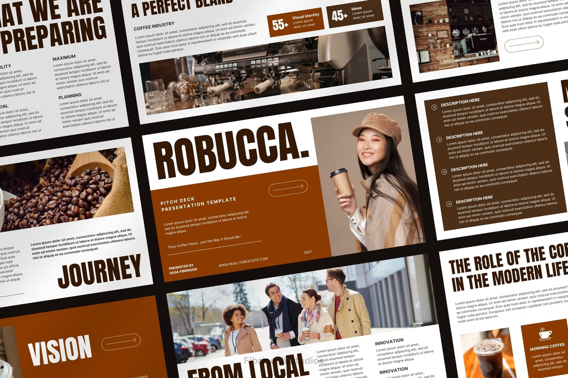 Template Presentasi Robucca - Deck Pitch Bisnis untuk Pengusaha Kopi