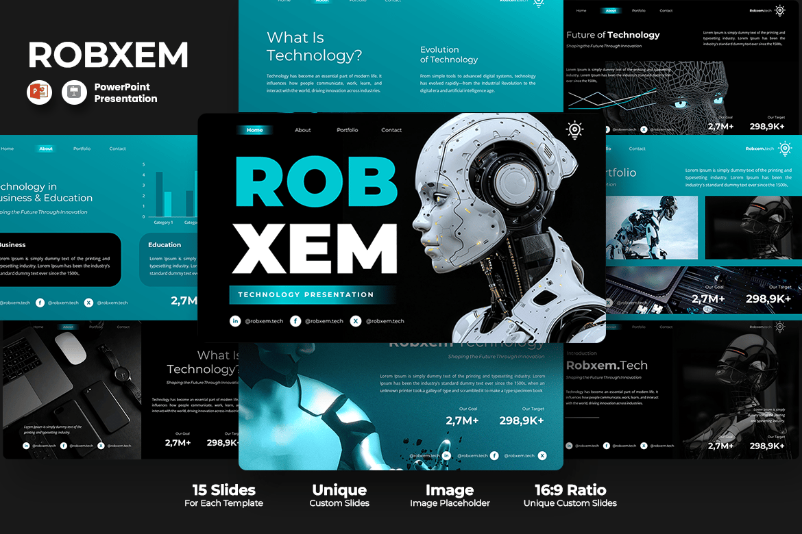 Template Presentasi PowerPoint Robxem Technology yang Mudah dan Menarik