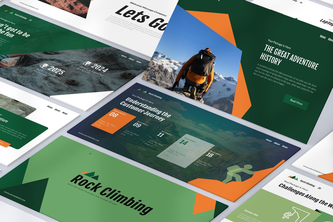 Template PowerPoint Rock Climbing yang Menarik dan Profesional
