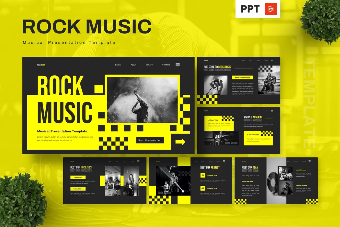 Template Powerpoint Musik Rock yang Dinamis dan Kreatif