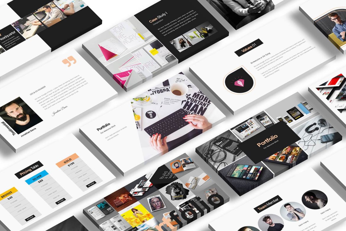Template PowerPoint Kreatif Rockefeller yang Menarik dan Modern