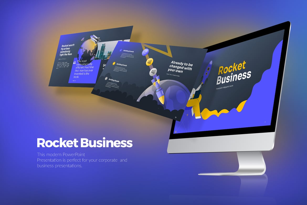 Template Presentasi PowerPoint Rocket Business yang Menarik