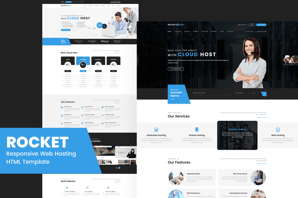 Template Website Hosting Rocket Host yang Kuat dan Responsif