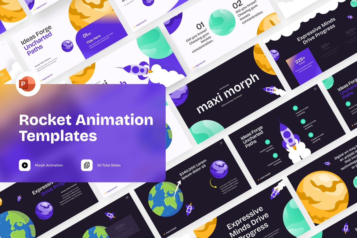 Template PowerPoint Animasi Infografis Roket yang Menarik