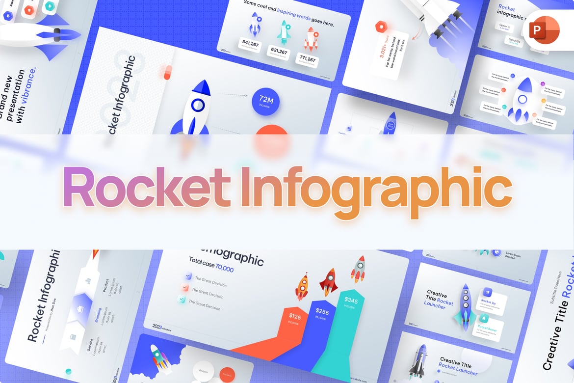 Template Presentasi PowerPoint Infografis Roket yang Menarik